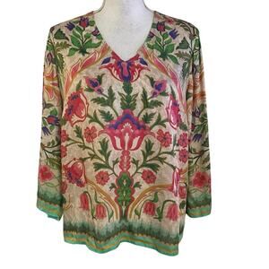 Soft Surroundings Size PL LP Large Petite Neriah Blouse Top Boho Floral